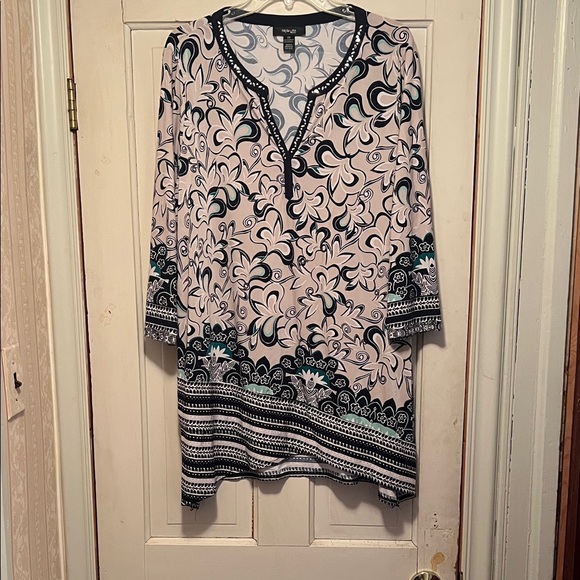 Style & Co. Tops - Style & Co. Dark Navy and Cream Floral Tunic